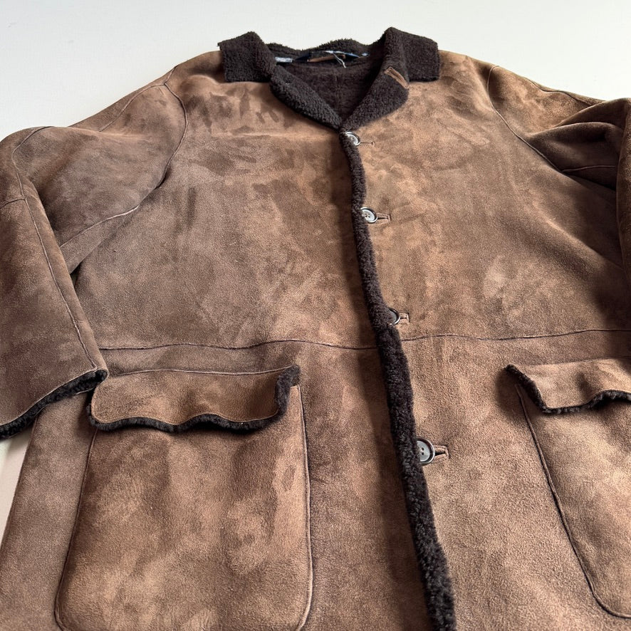 Polo Ralph Lauren (L) Shearling Sheep Leather Chocolate Brown Coat