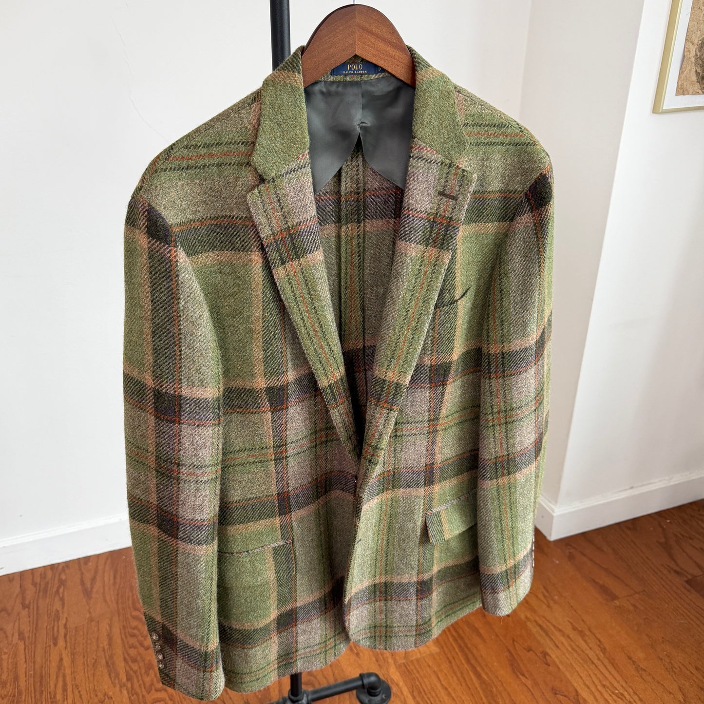 Polo Ralph Lauren (46R) Wool/Alpaca Tweed Plaid Unstructured Green Sport Coat