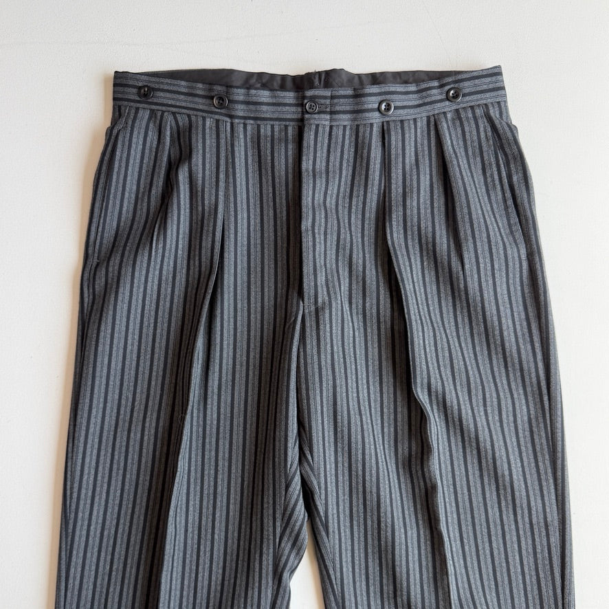 VNTG Polo Ralph Lauren (36x32) Wool French Workwear Stripe Back Cinch Trouser Pants
