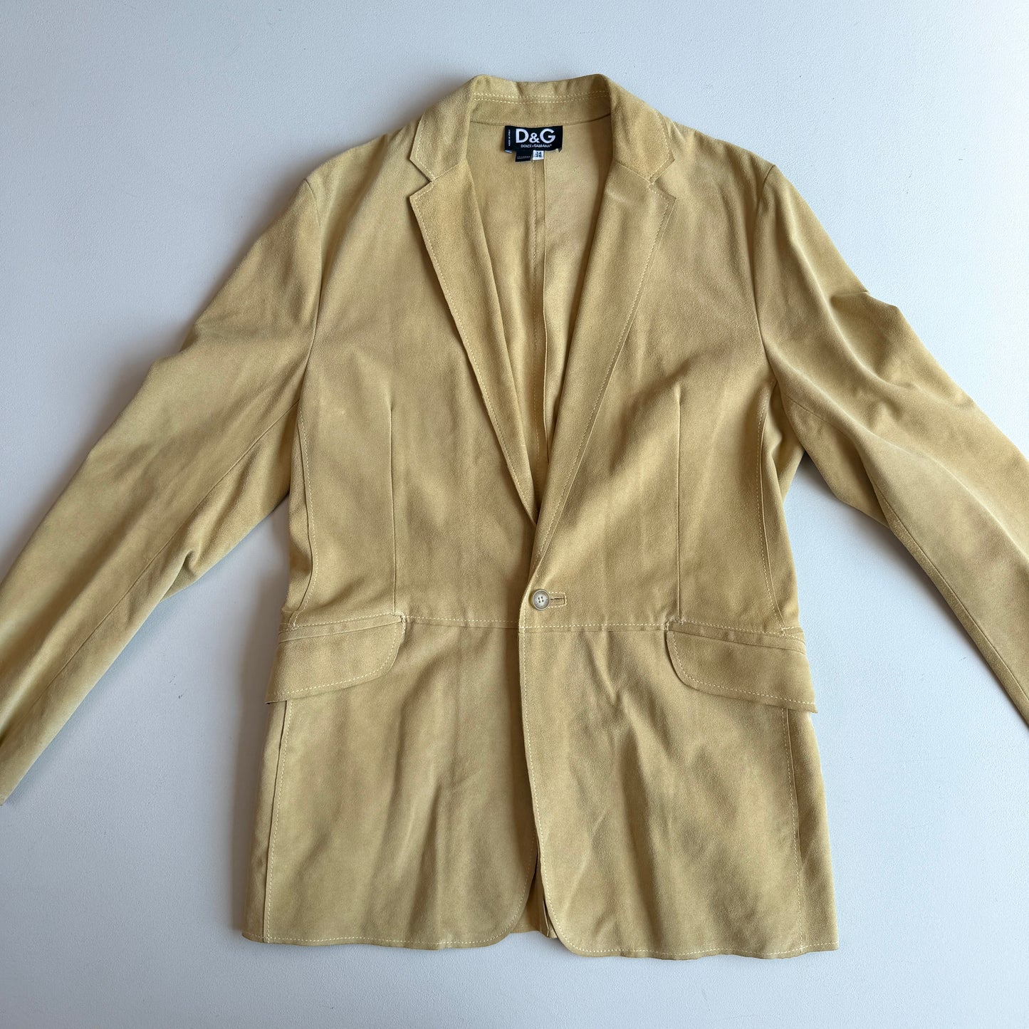 Dolce & Gabbana (48IT) Suede Leather Single Button Golden Yellow Sport Coat