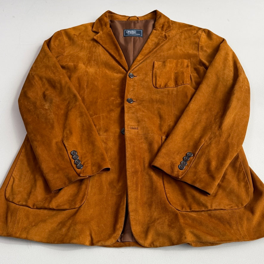 Polo Ralph Lauren (44, fits 44L) Tawny Brown Suede Leather Unstructured Sport Coat