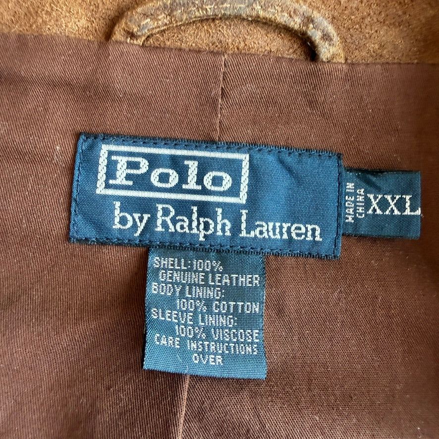 Polo Ralph Lauren (2XL) Leather Suede Half-Norfolk Tawny Field Jacket Coat