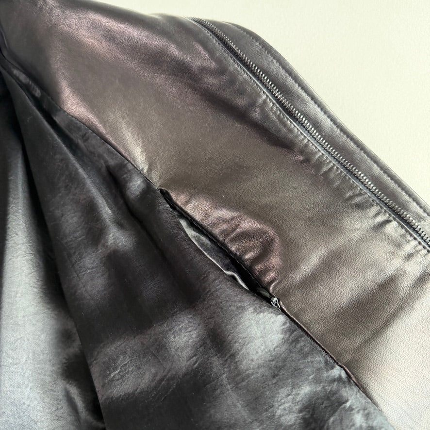 Giorgio Armani (42 /44) Black Glove Soft Lambskin Leather Coat