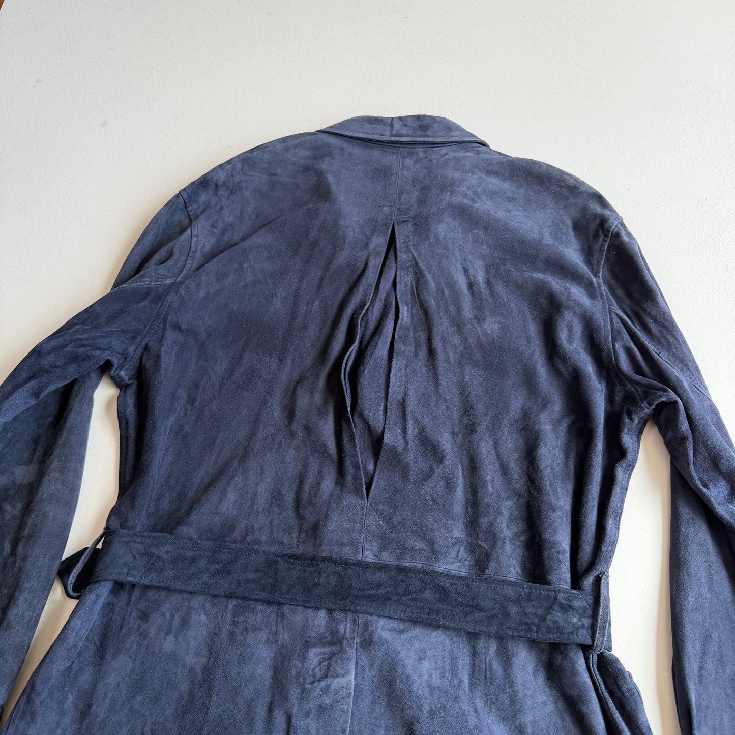 Polo Ralph Lauren (L) Blue Suede Leather Safari Belted Jacket Coat