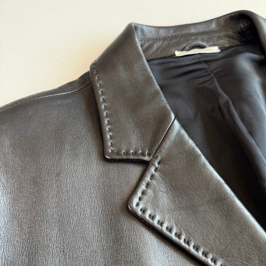 Ermenegildo Zegna (54/XL) Glove-Soft Leather Black Sports Coat