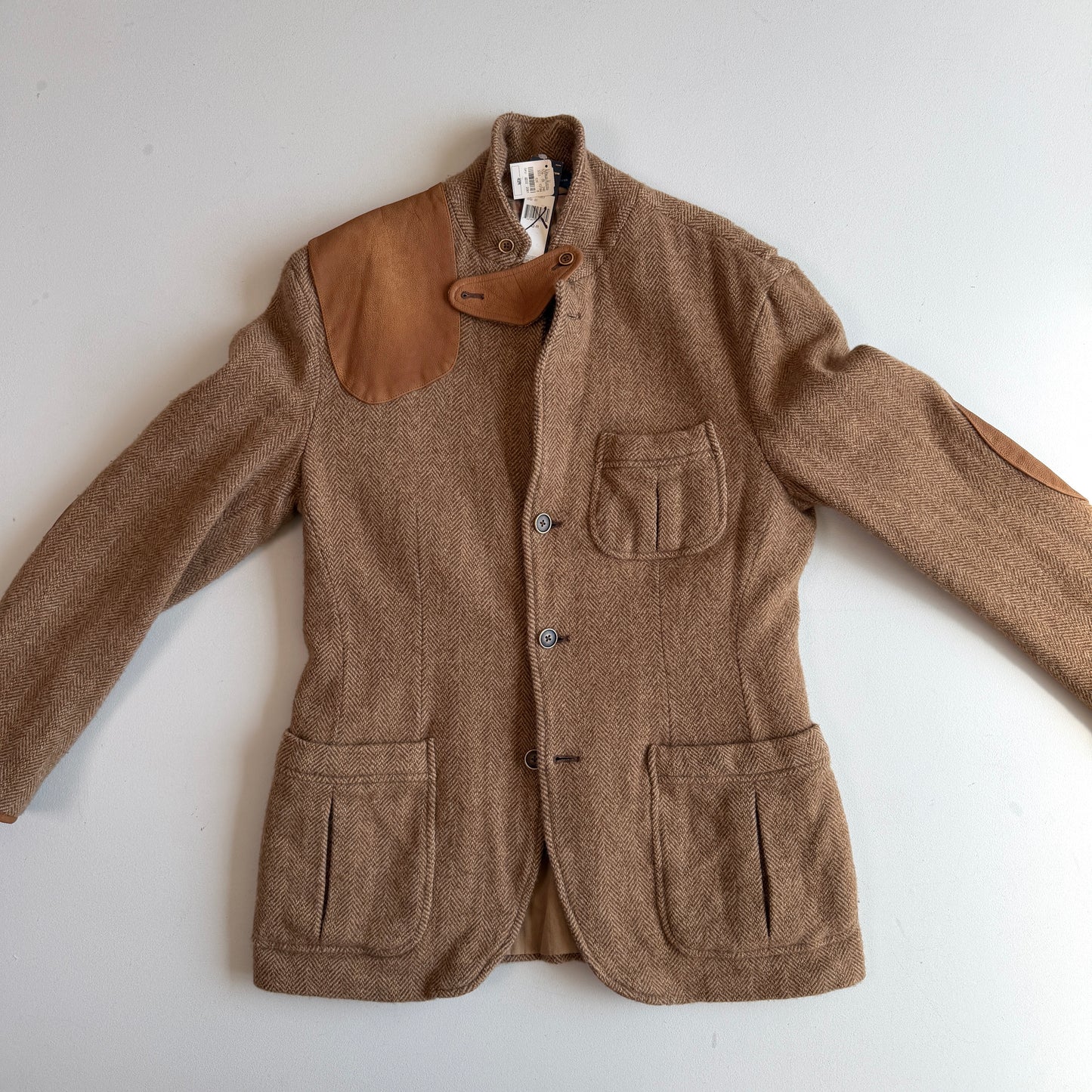 NWT Polo Ralph Lauren (42R) Half-Norfolk Tweed Wool Suede Trim Sport Coat
