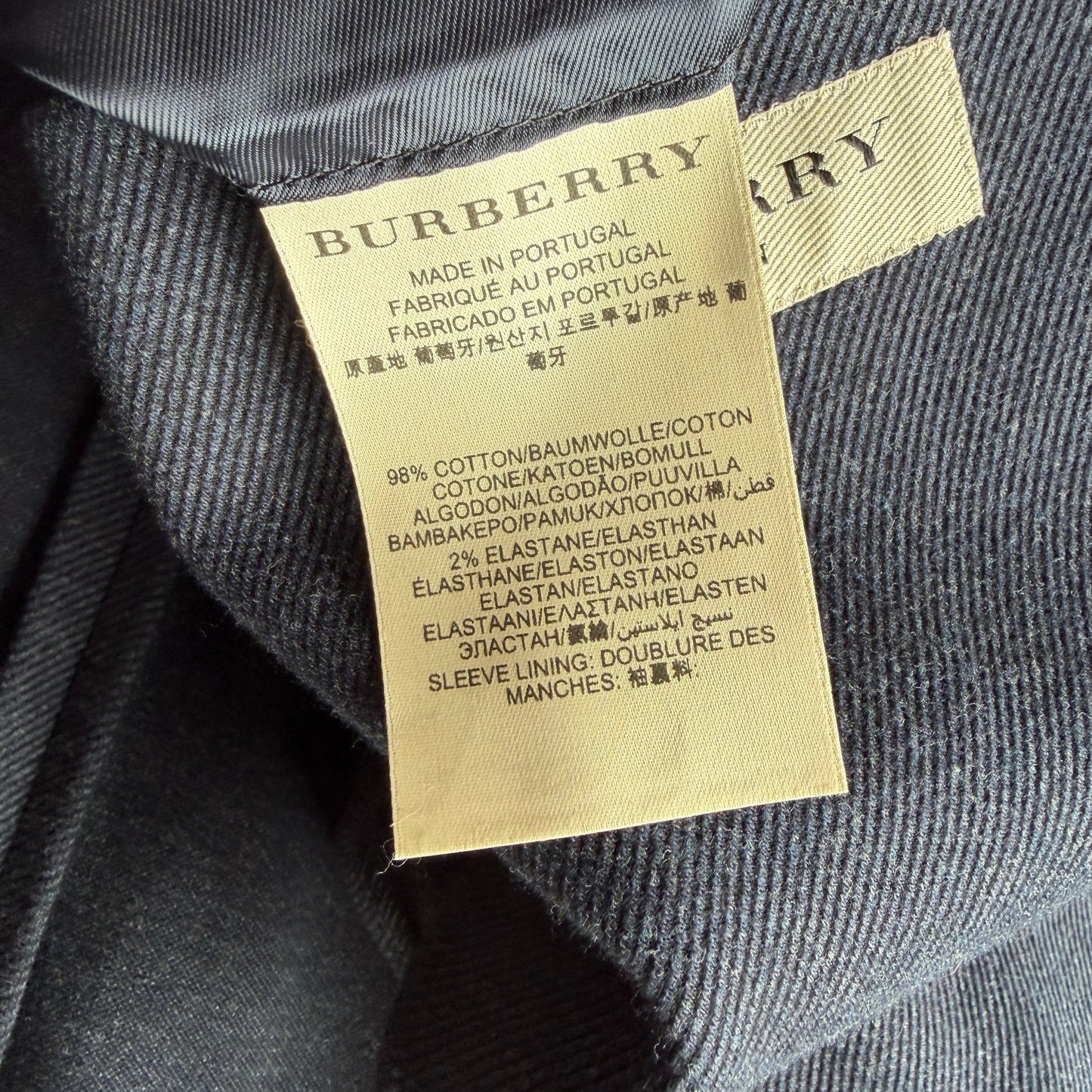 Burberry (52IT) Cotton Blend Lightly Structured Blue Sports Jacket