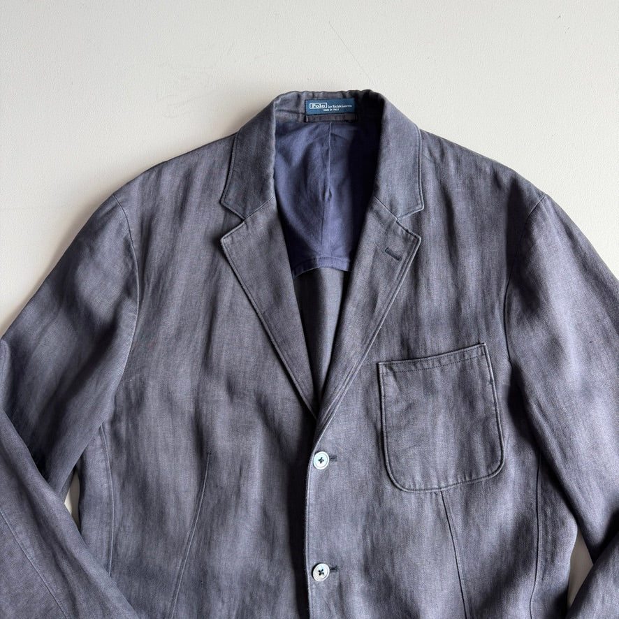 Polo Ralph Lauren (46 /46L) Half-Norfolk 100% Linen Slate Blue Sport Coat