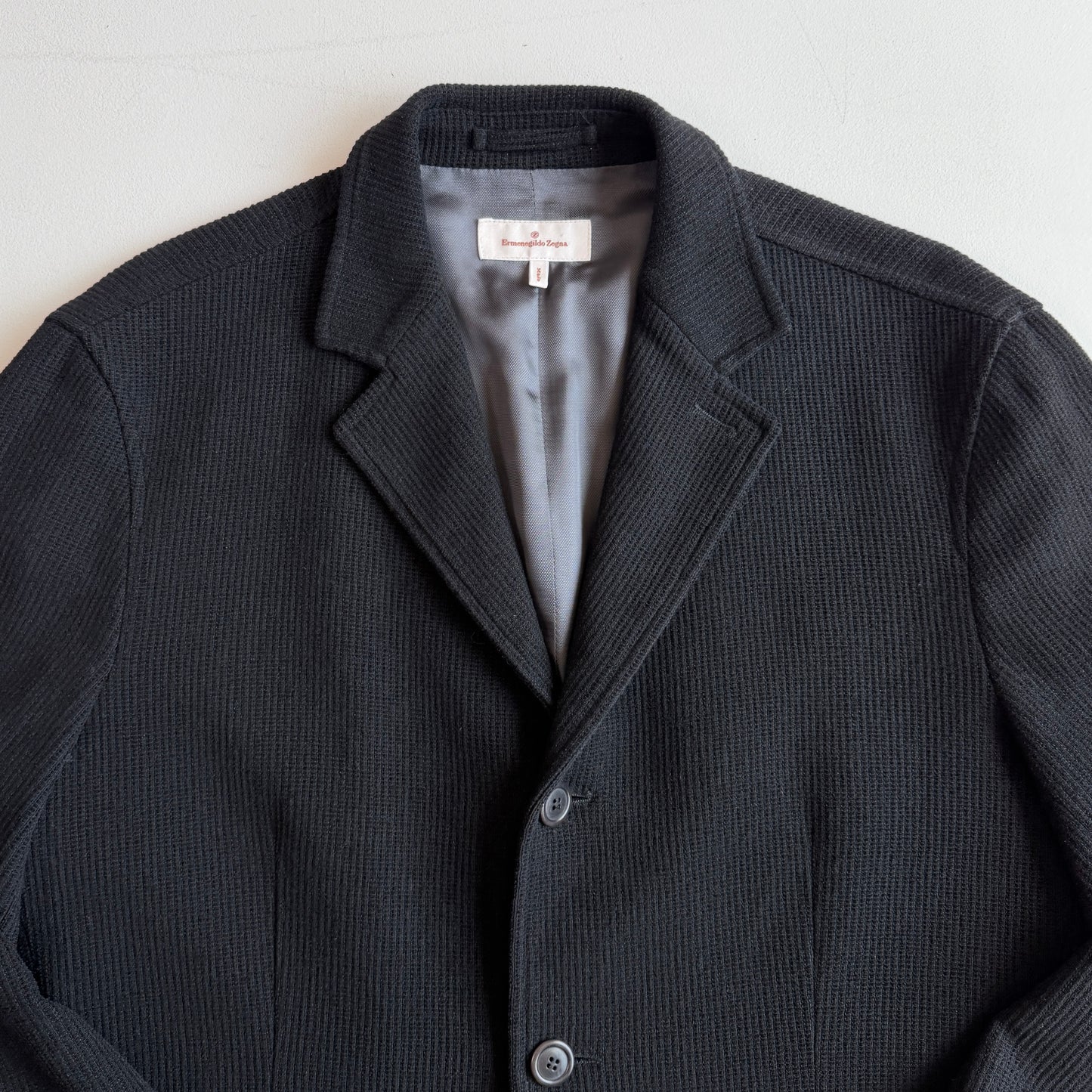 Ermenegildo Zegna (L / 52IT) Cotton/Wool Ribbed Off-Black Car Coat