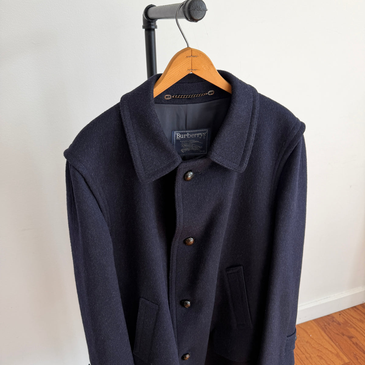 VNTG Burberry (40/ 50IT) Loden-Style MADE IN AUSTRIA Wool Navy Blue Overcoat