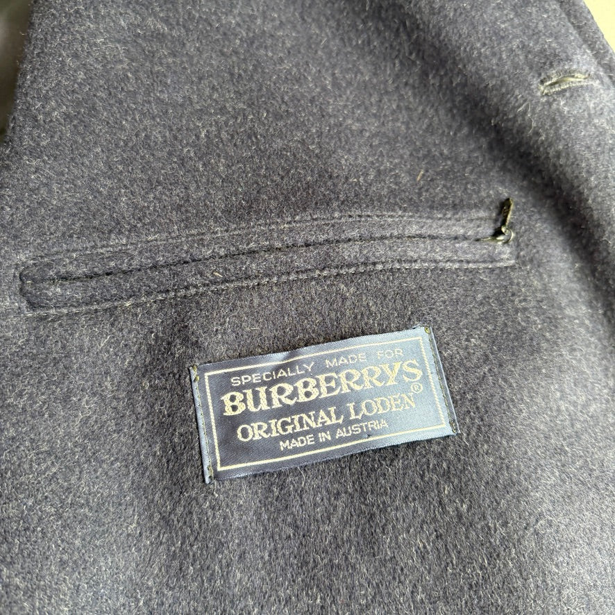 VNTG Burberry (40/ 50IT) Loden-Style MADE IN AUSTRIA Wool Navy Blue Overcoat