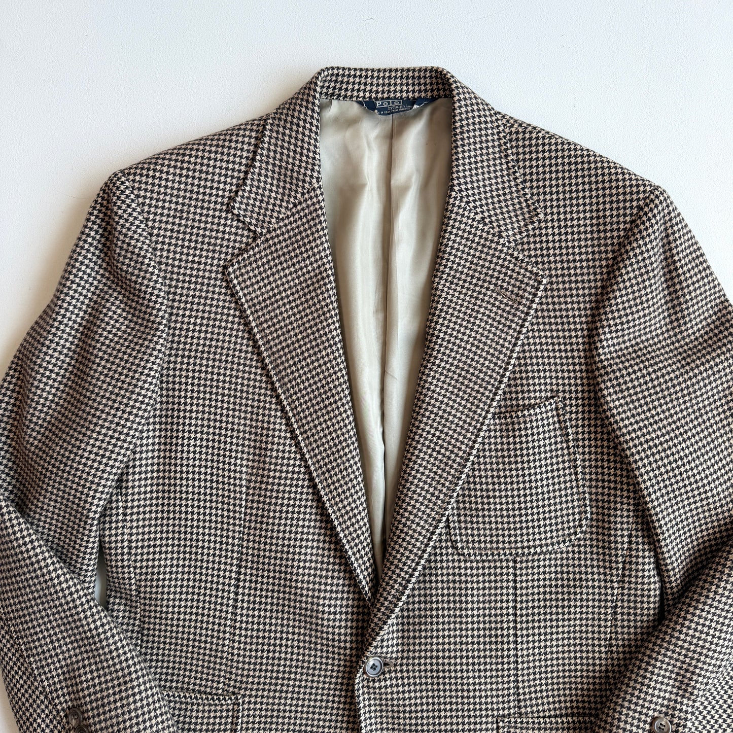 VNTG Polo Ralph Lauren (42R) Wool Houndstooth Brown/Cream Sport Coat