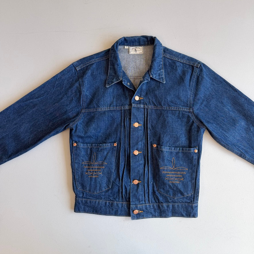 VNTG Ralph Lauren Polo Western (M) Indigo Denim Copper Button Western Trucker Jacket