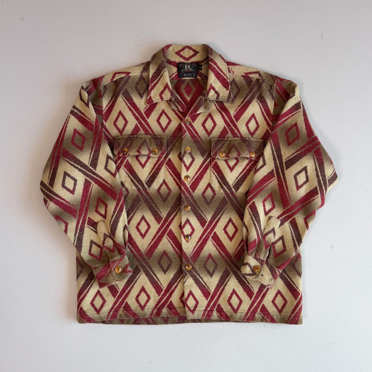 VNTG Ralph Lauren RRL (L) Cotton Blanket-Like Southwest Diamond Overshirt