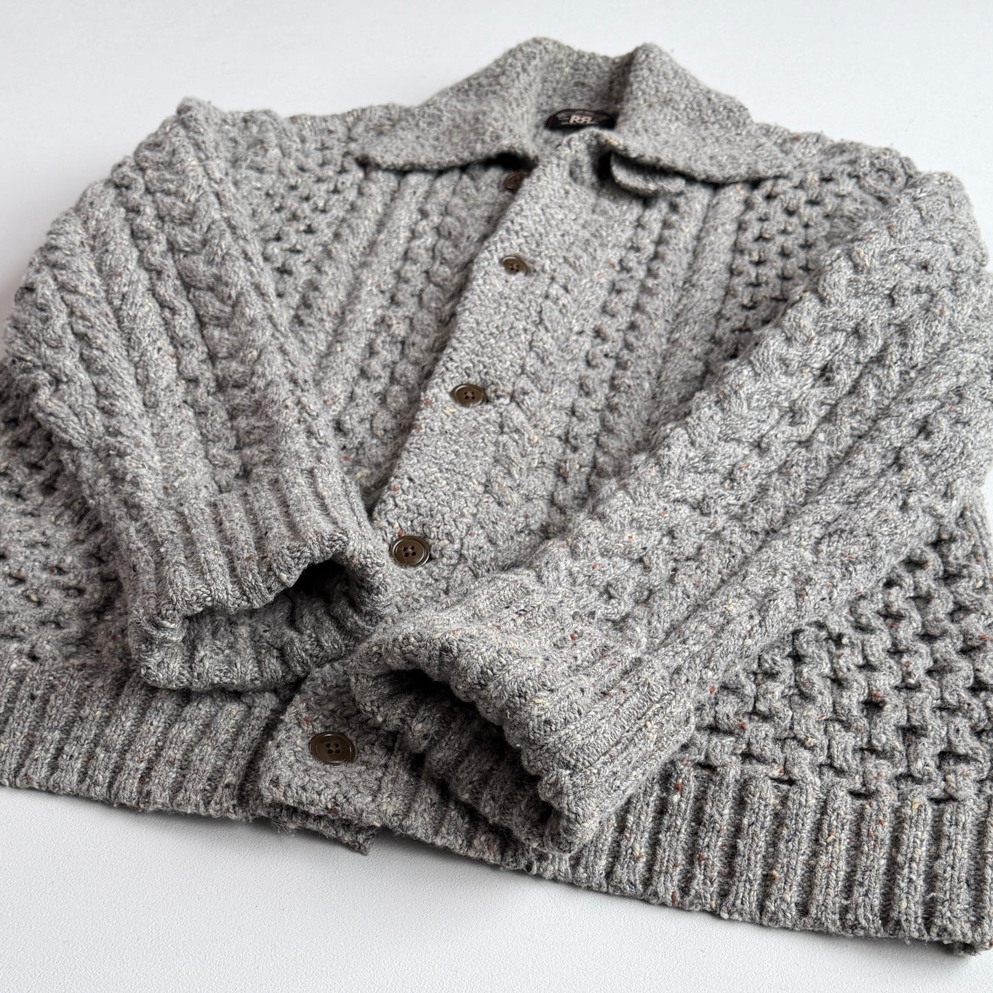 RRL Ralph Lauren (2XL) Wool Rust Specked/Heathered Cardigan Sweater