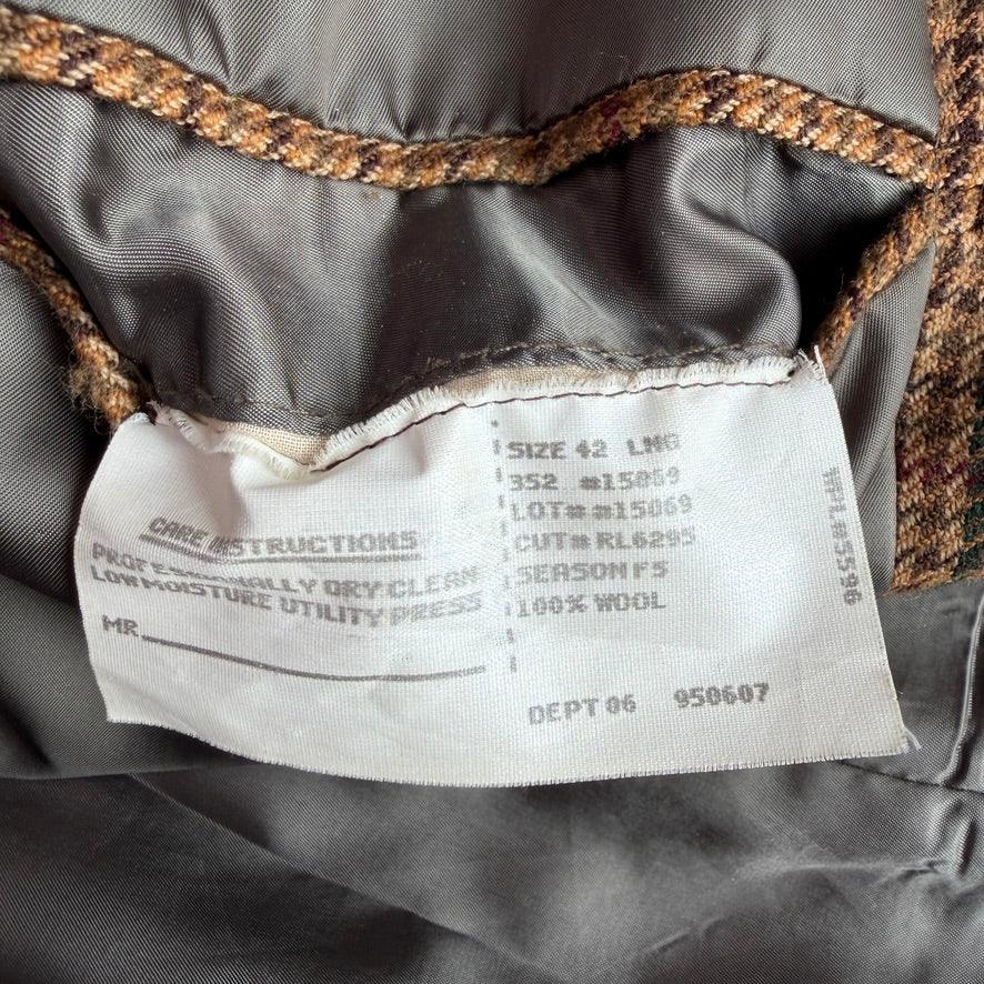 VNTG Polo Ralph Lauren (42L) Wool Houndstooth Overcheck Sports Coat