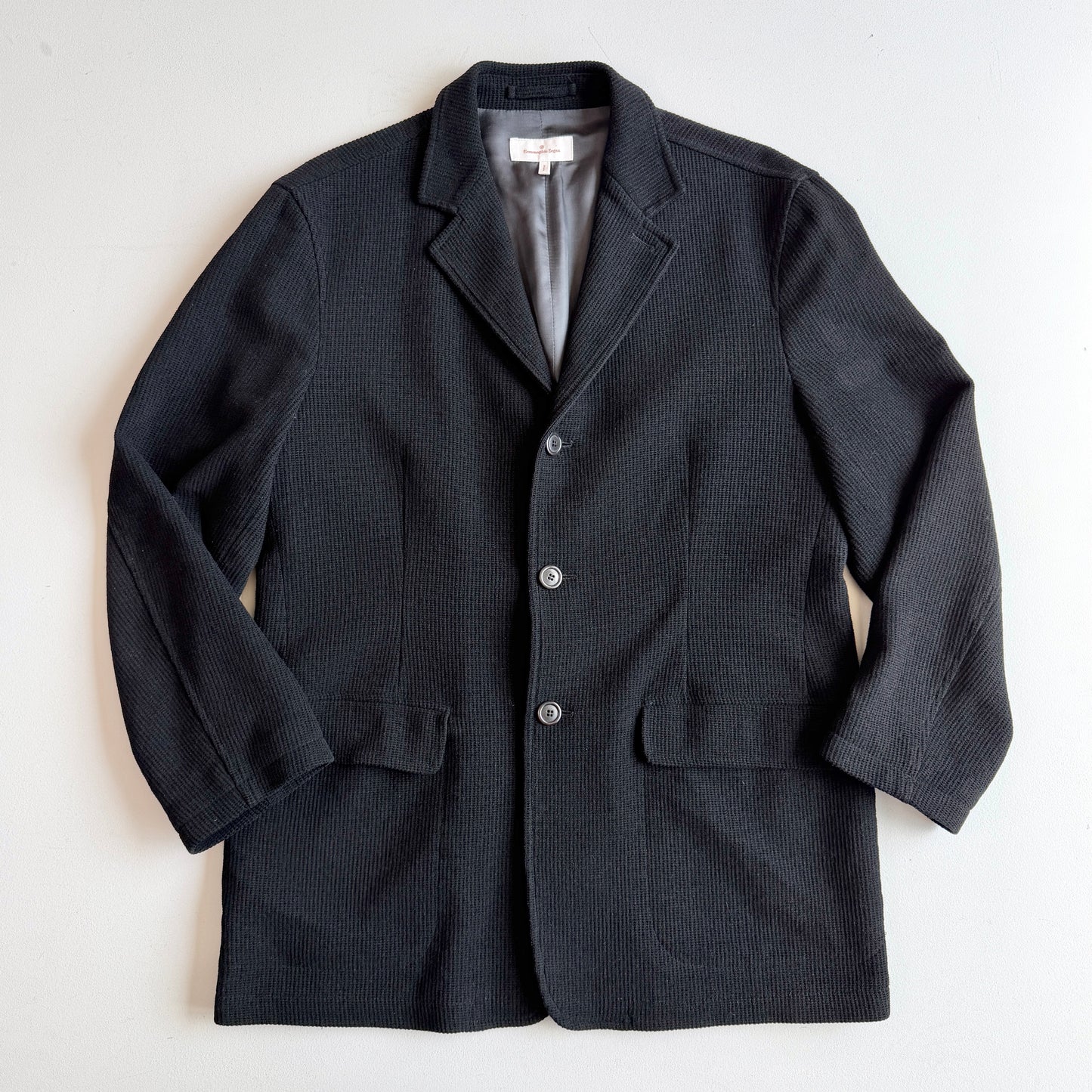 Ermenegildo Zegna (L / 52IT) Cotton/Wool Ribbed Off-Black Car Coat