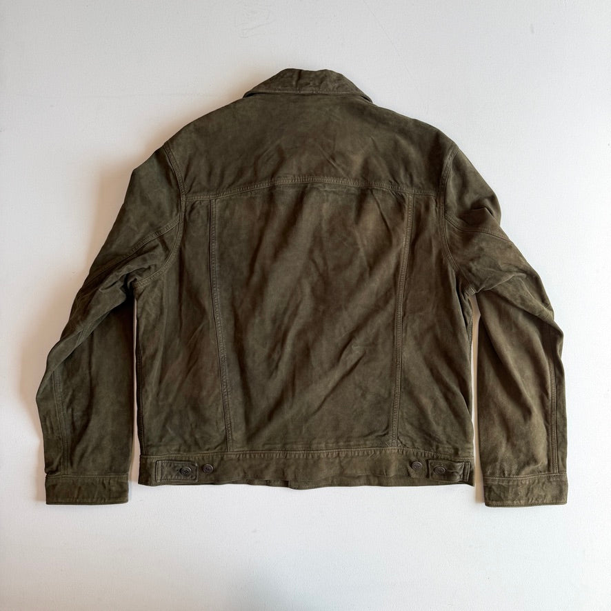 NWT Polo Ralph Lauren (XL) Olive Green Goat Suede Leather Trucker Jacket