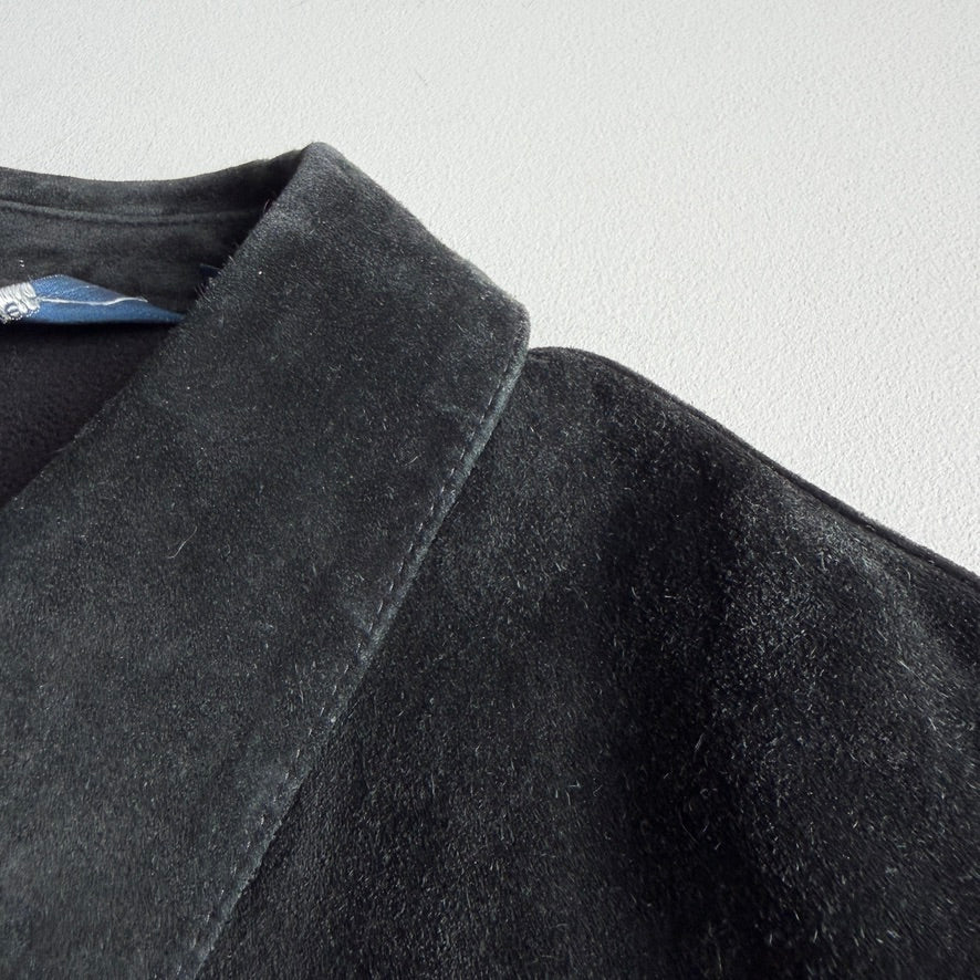 Polo Ralph Lauren (XL) Suede Leather Black Fleece-Lined Jacket