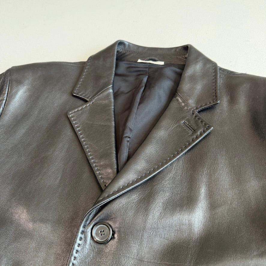 Ermenegildo Zegna (54/XL) Glove-Soft Leather Black Sports Coat
