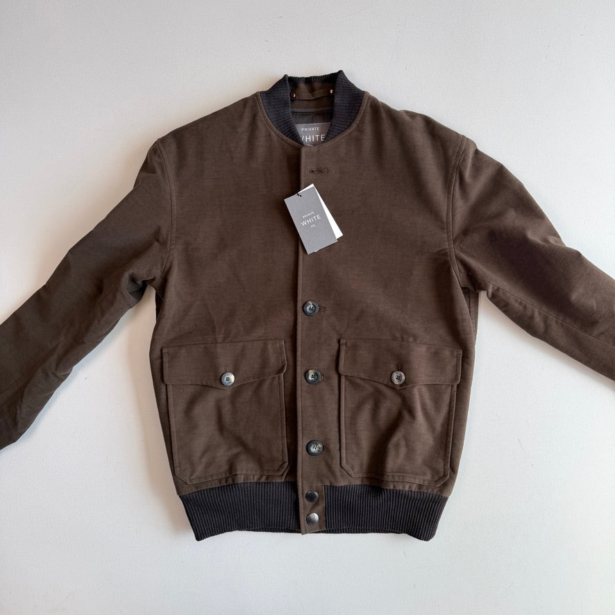 NWT Private White VC (3 / S) Brown Moleskin Cotton Blend Bomber Jacket