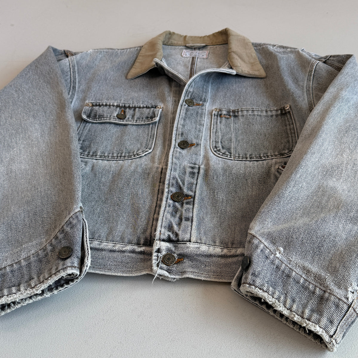 VNTG Polo Ralph Lauren (L) Sun-Bleached Gray Denim Western Trucker Jacket