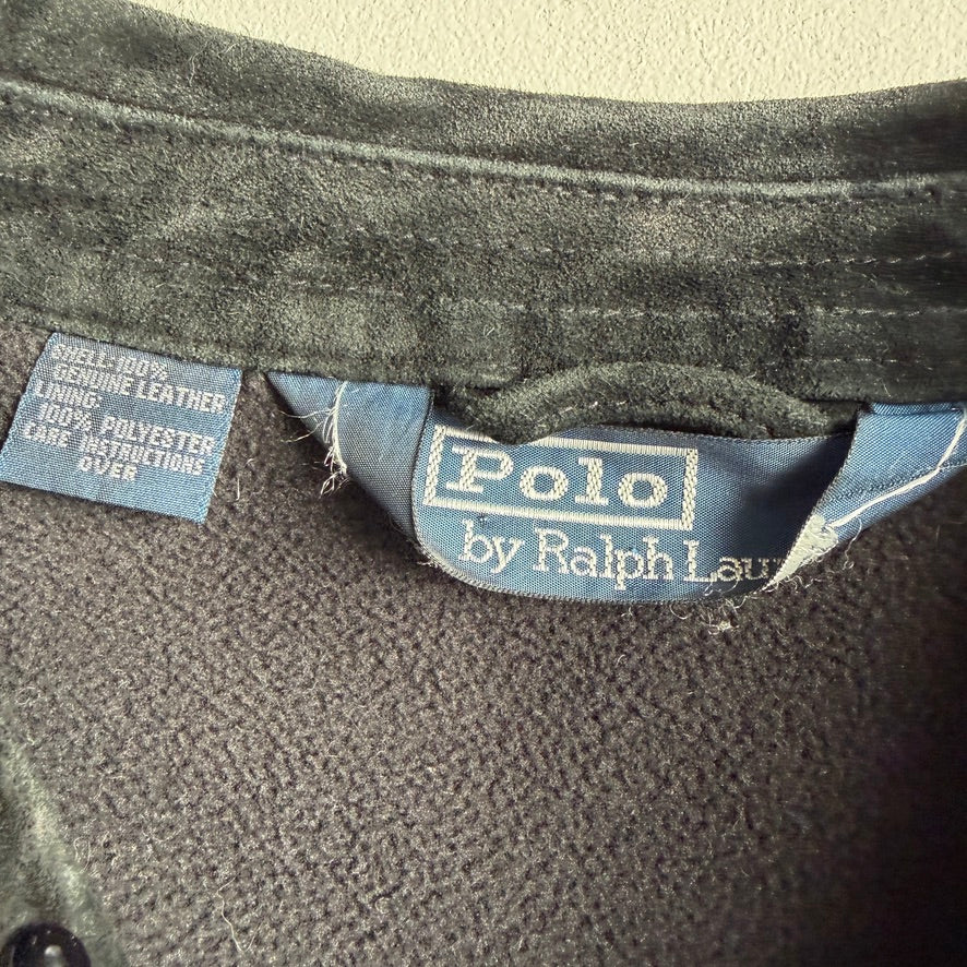 Polo Ralph Lauren (XL) Suede Leather Black Fleece-Lined Jacket