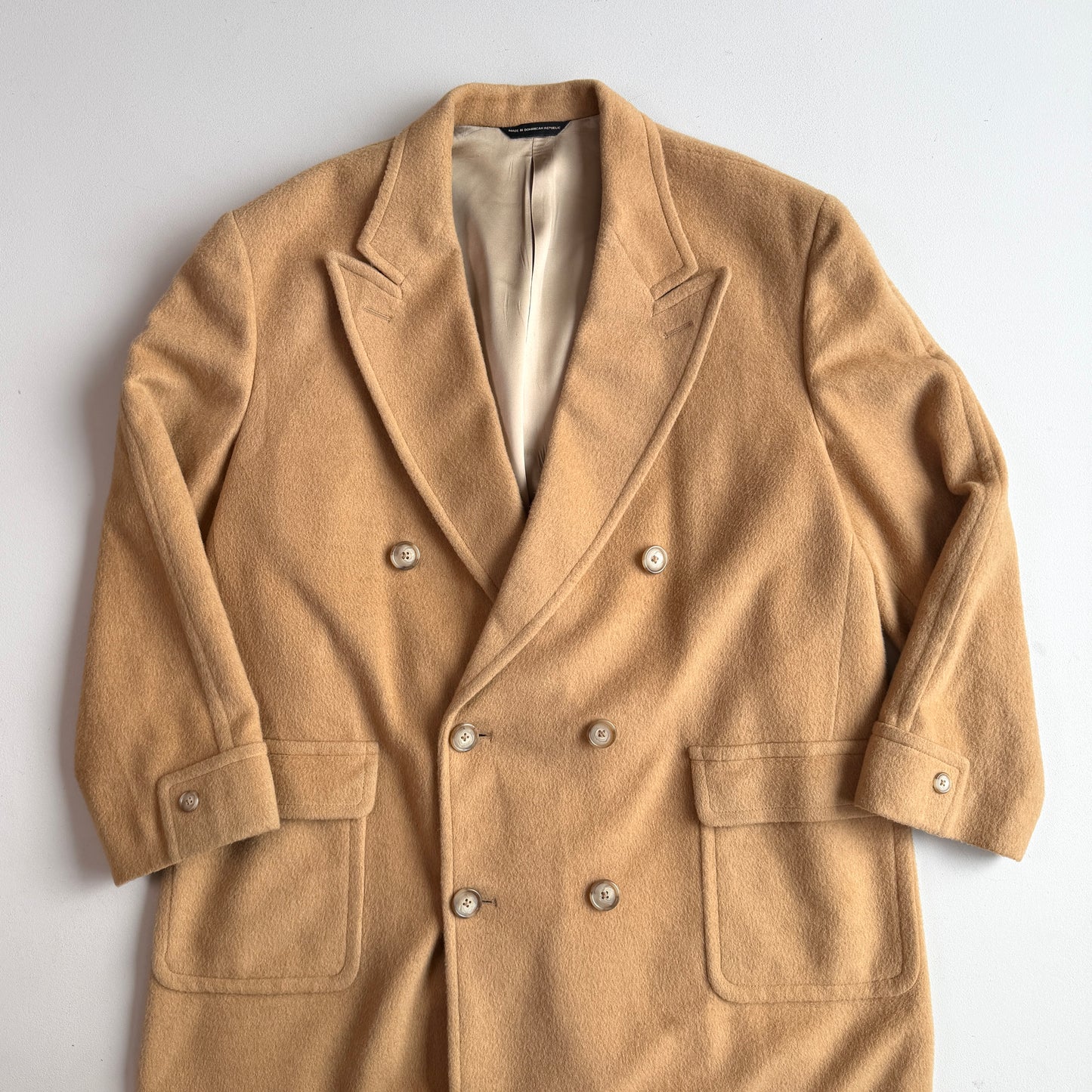 VNTG Ralph Lauren Chaps (46) Camel Wool Double Breasted Half-Belt Overcoat