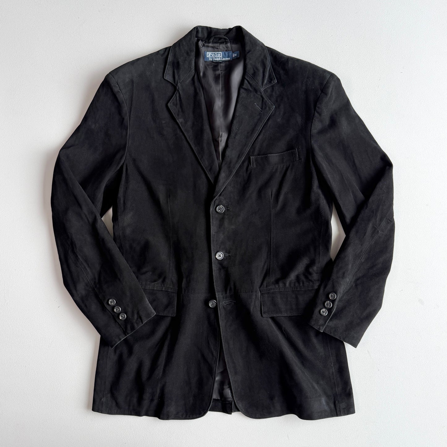 Polo Ralph Lauren (S / 38R) Black Suede Leather Structured Sport Coat