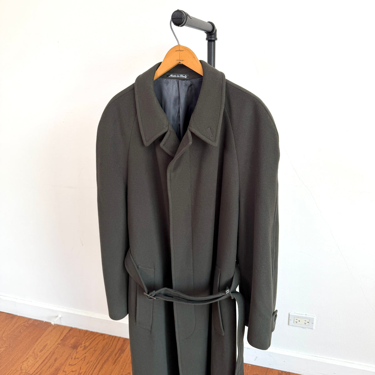 VNTG Giorgio Armani (38) Forest Green Wool/Cashmere Belted Balmacaan Overcoat