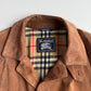 Burberry (52 /54) Suede Nova Check Raglan Balmacaan Leather Coat