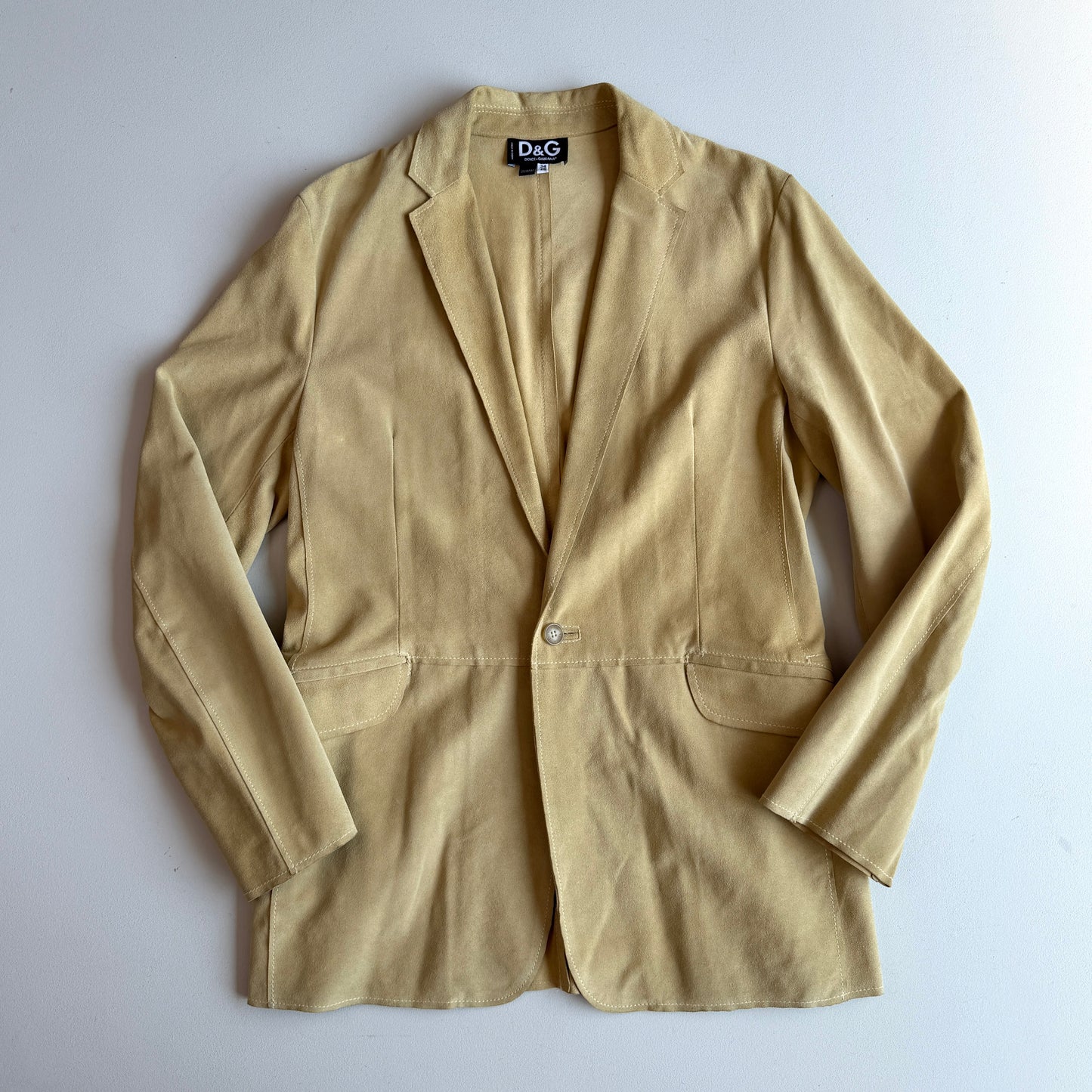 Dolce & Gabbana (48IT) Suede Leather Single Button Golden Yellow Sport Coat