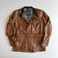 NWT Belstaff (58IT / 2XLT) Panther Cognac Four Pocket Leather Motorcycle Jacket