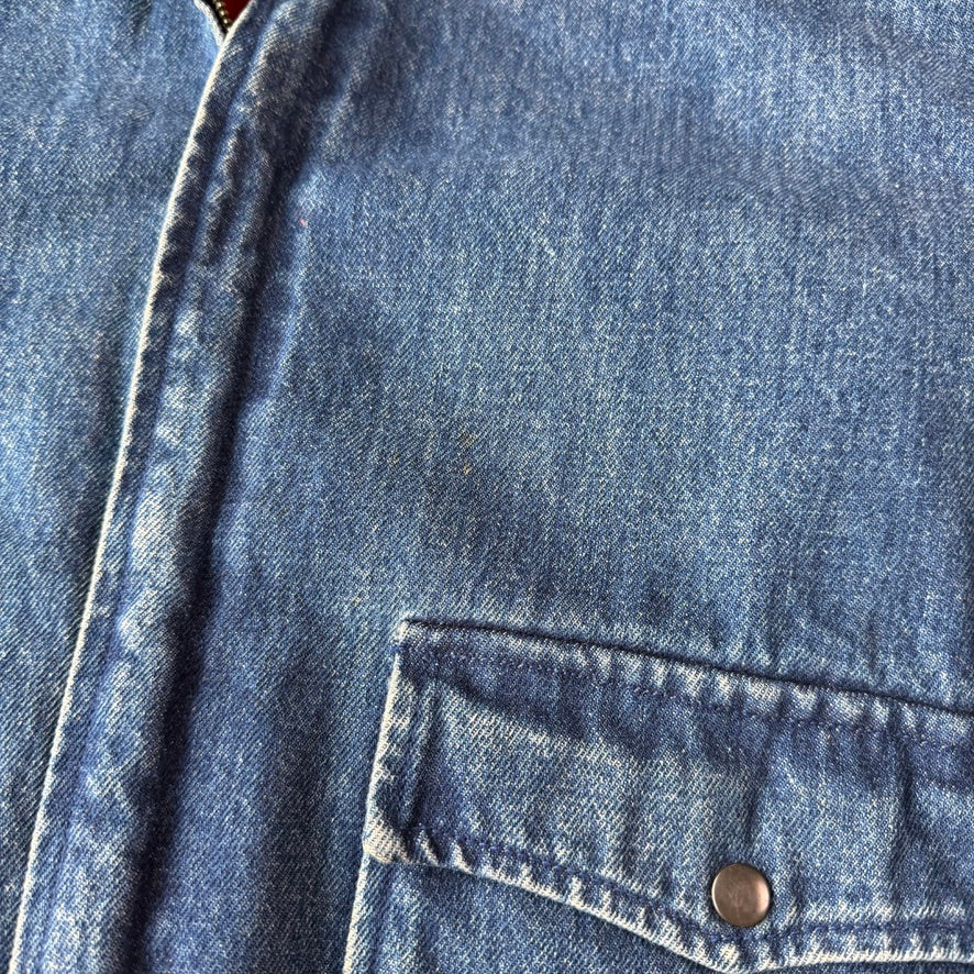 VNTG Polo Ralph Lauren (S) Shearling Collar Denim Flannel Lined Bomber Jacket
