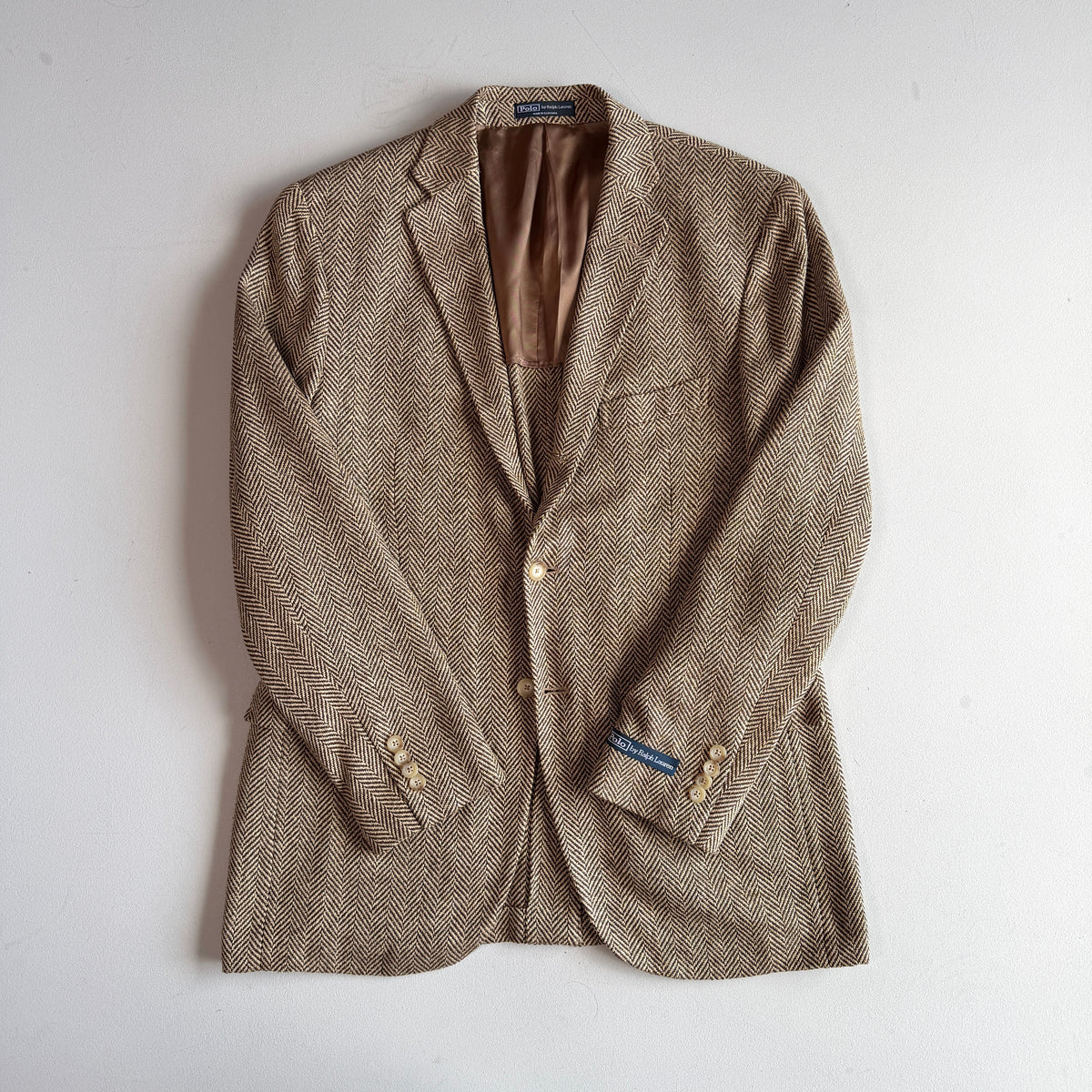 NWOT Polo Ralph Lauren (40R) 100% Silk 3-2 Roll Tweed Herringbone Sport Coat