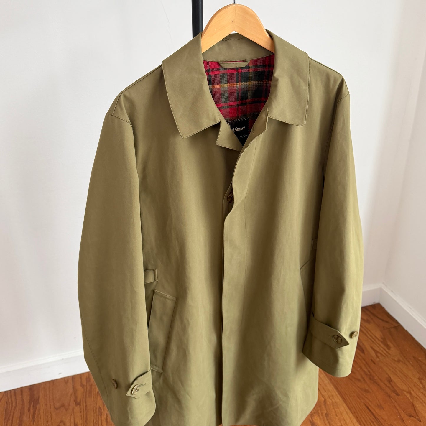 Paul Stuart (L / 42L) Cotton Side-Tab Olive/Khaki Rain Mac Coat