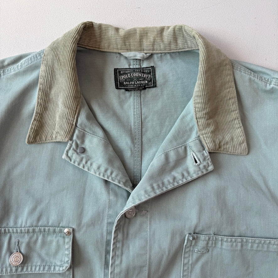 VNTG Ralph Lauren Polo Country (XL) Mint Green Cotton Twill Trucker Jacket