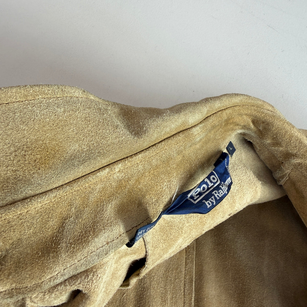 VNTG Polo Ralph Lauren (L) Rugged Suede Leather Khaki Safari Coat