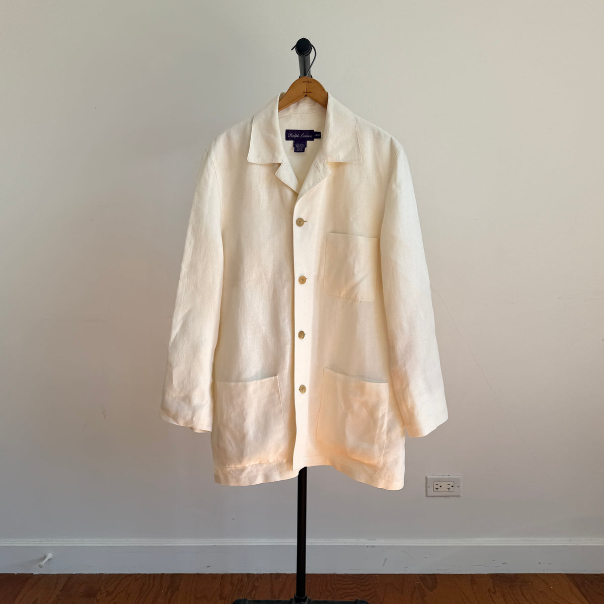 Ralph Lauren Purple Label (M) 100% Linen Ivory Cream Chore Coat Jacket