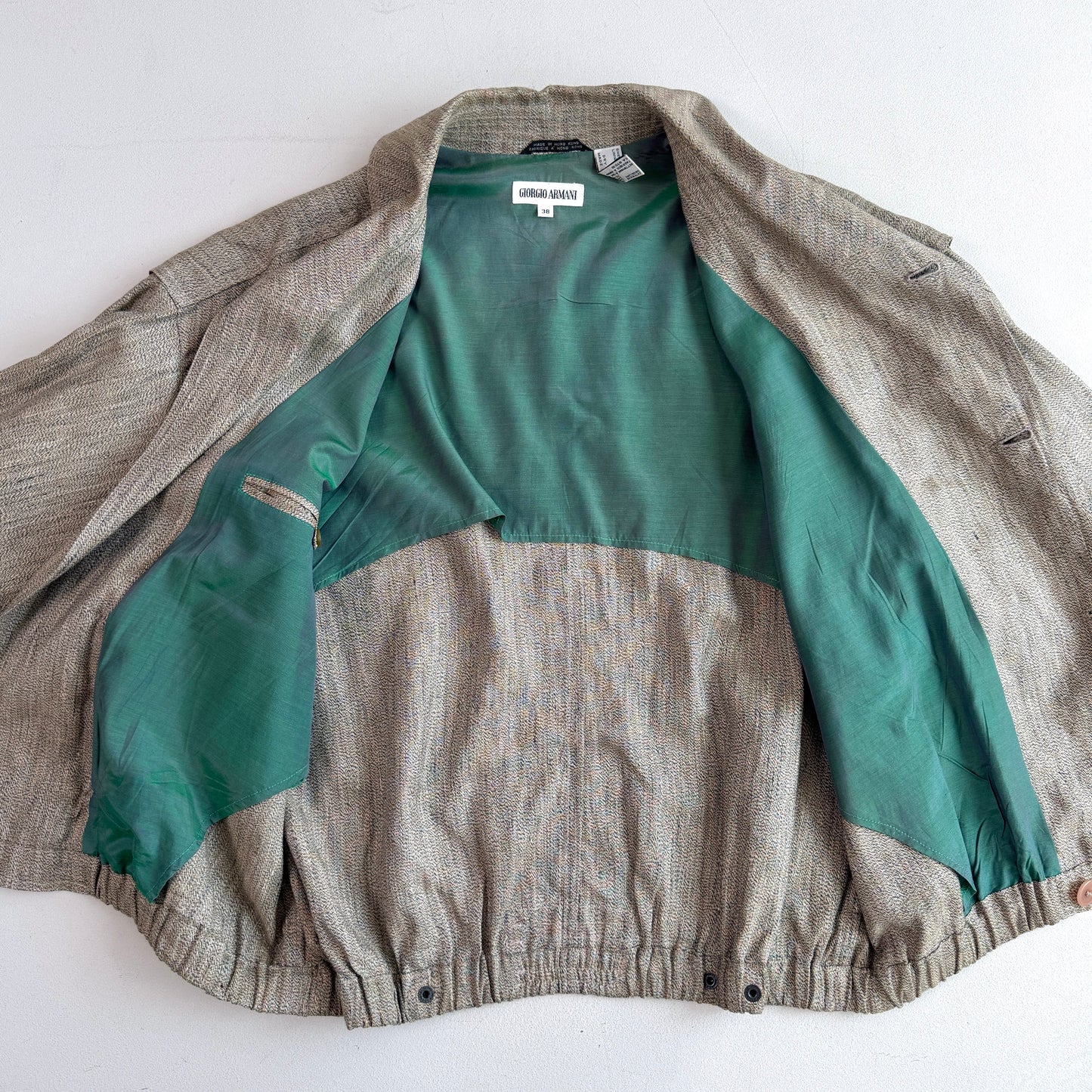 VNTG Giorgio Armani (38IT / M) Linen Blouson Heathered Teal Lined Jacket