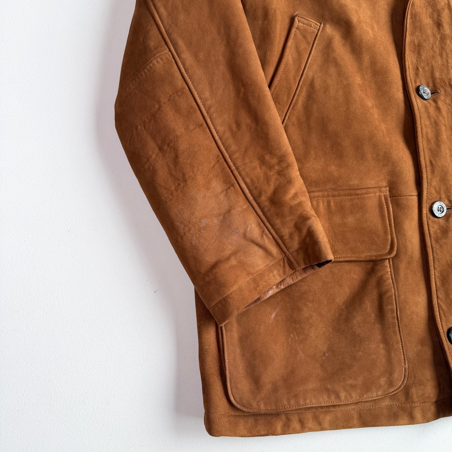 Burberry (XL) Suede Leather Tawny Nova Check Lined Field Coat