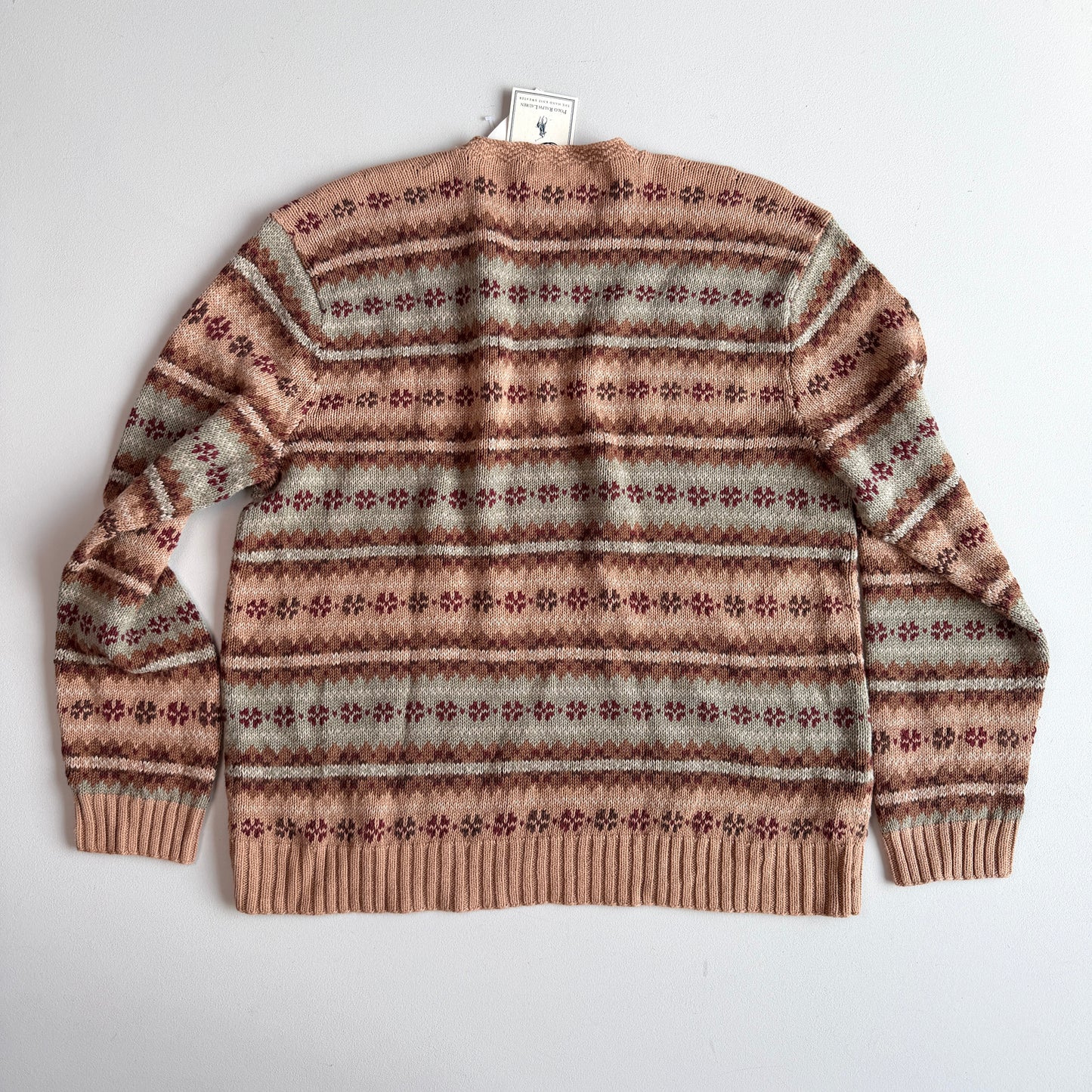 NWT Polo Ralph Lauren (XL) Linen/Cotton Fair Isle Folk Knit Sweater