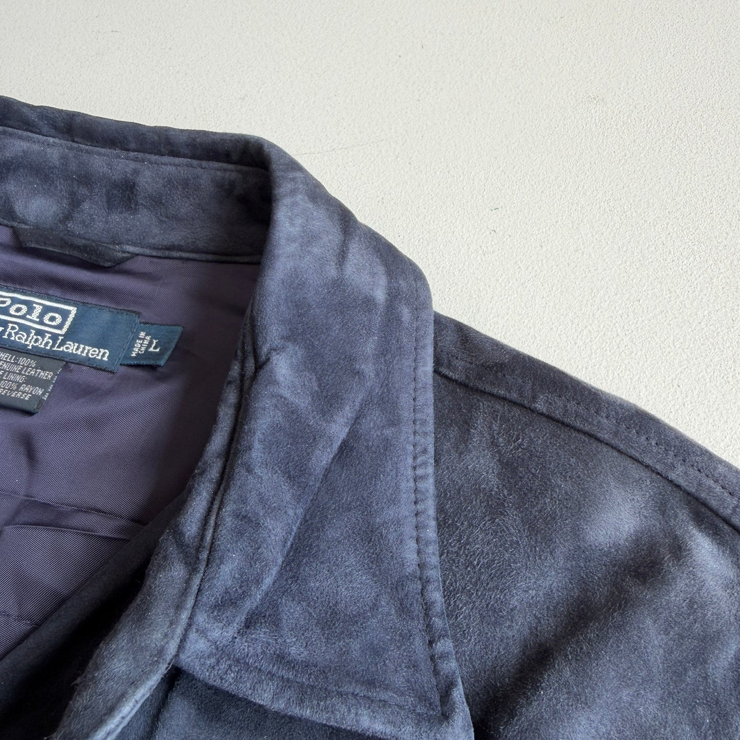 Polo Ralph Lauren (L) Blue Suede Leather Safari Belted Jacket Coat