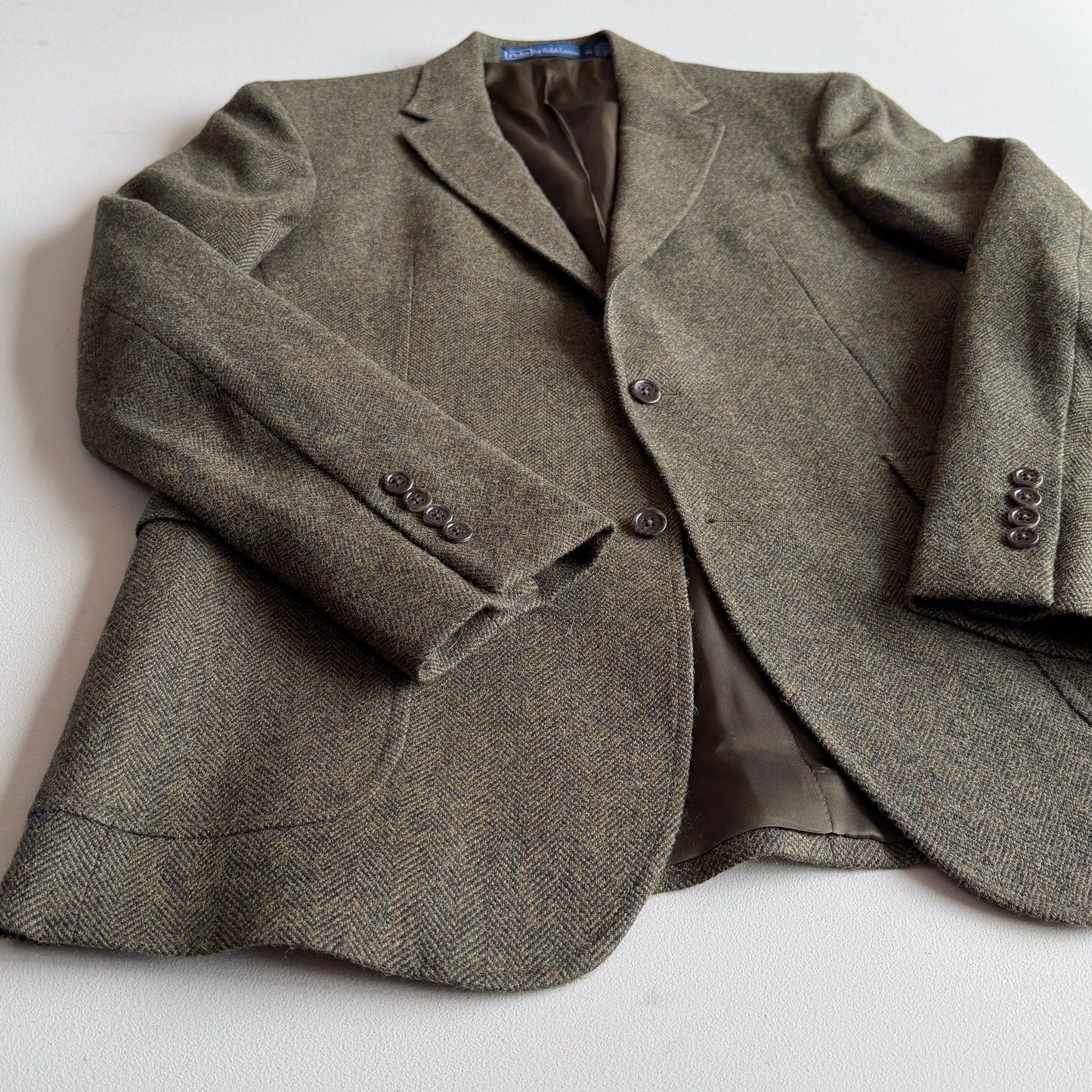 NWOT Polo Ralph Lauren (44L) Olive Green Wool/Cotton Tweed Moon Mill Fabric Sport Coat