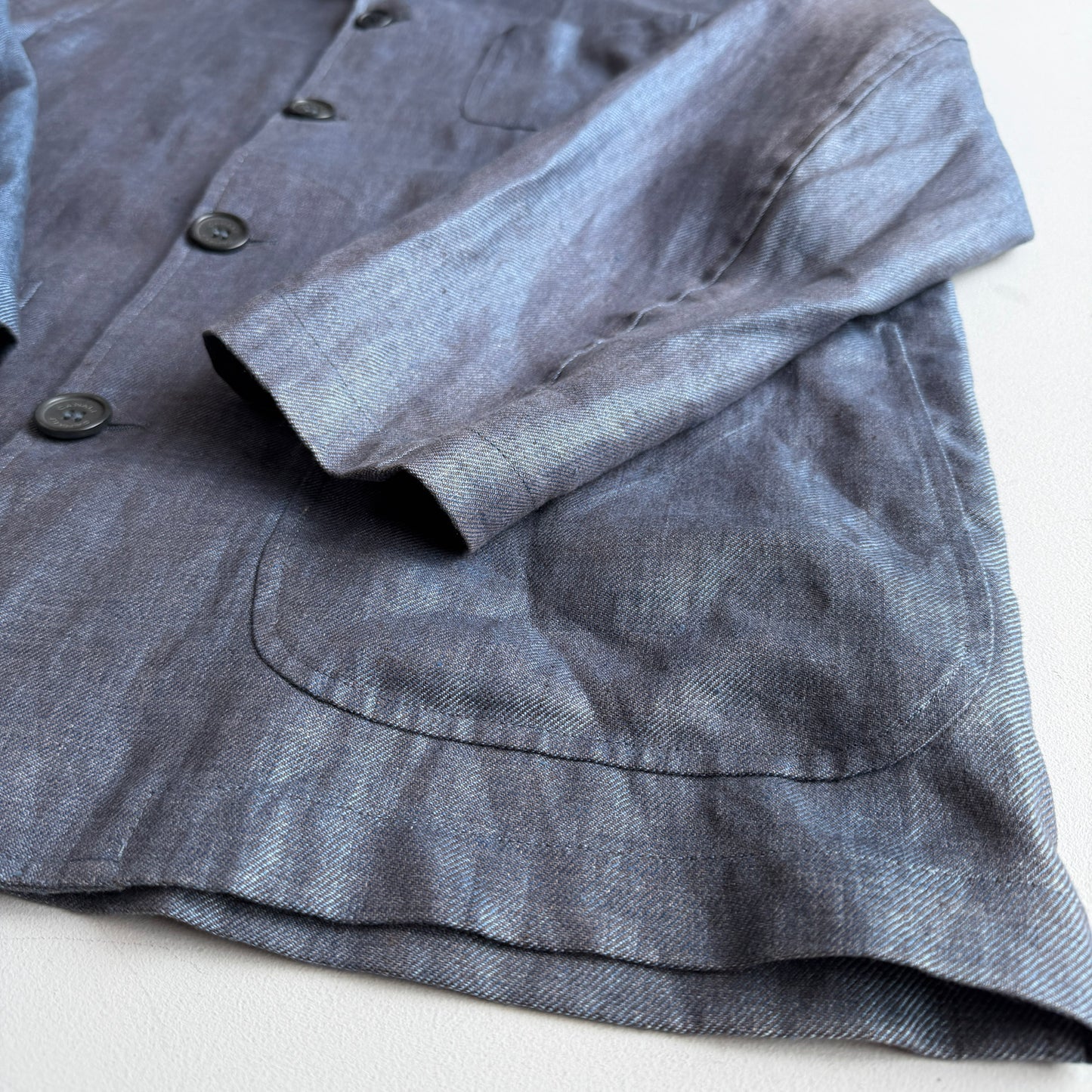 Canali 48IT (fits like 50IT) Iridescent Slate Blue Linen Chore Coat