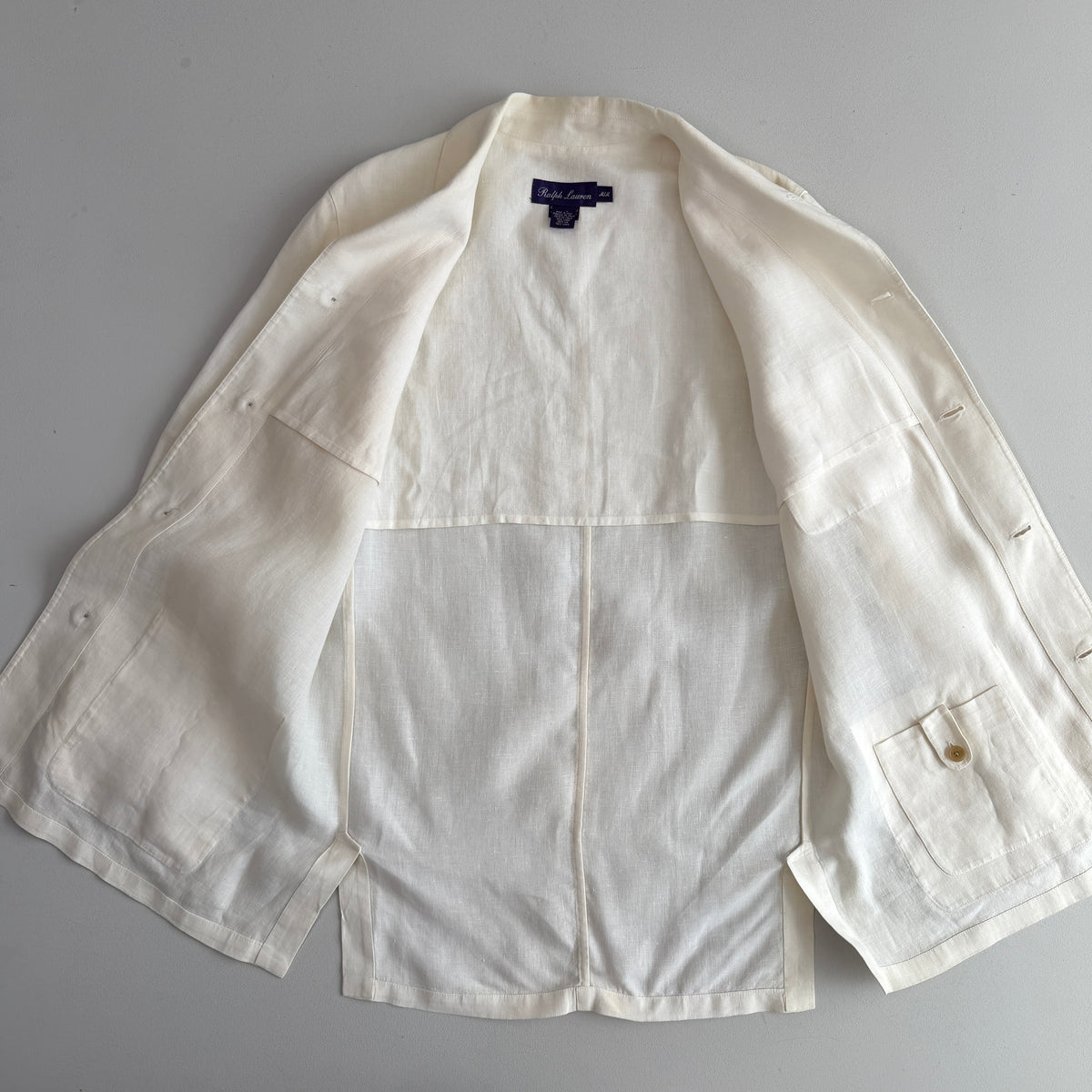 Ralph Lauren Purple Label (M) 100% Linen Ivory Cream Chore Coat Jacket
