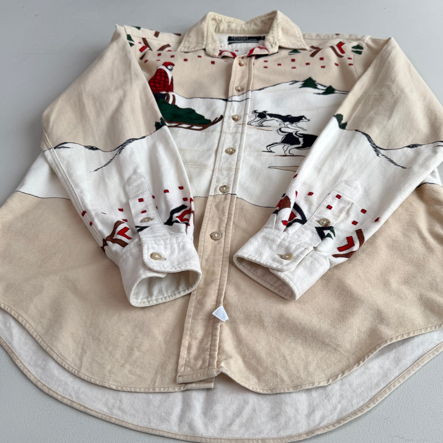 VNTG Polo Ralph Lauren (M) Arctic Sled Dog Flannel Cotton Shirt