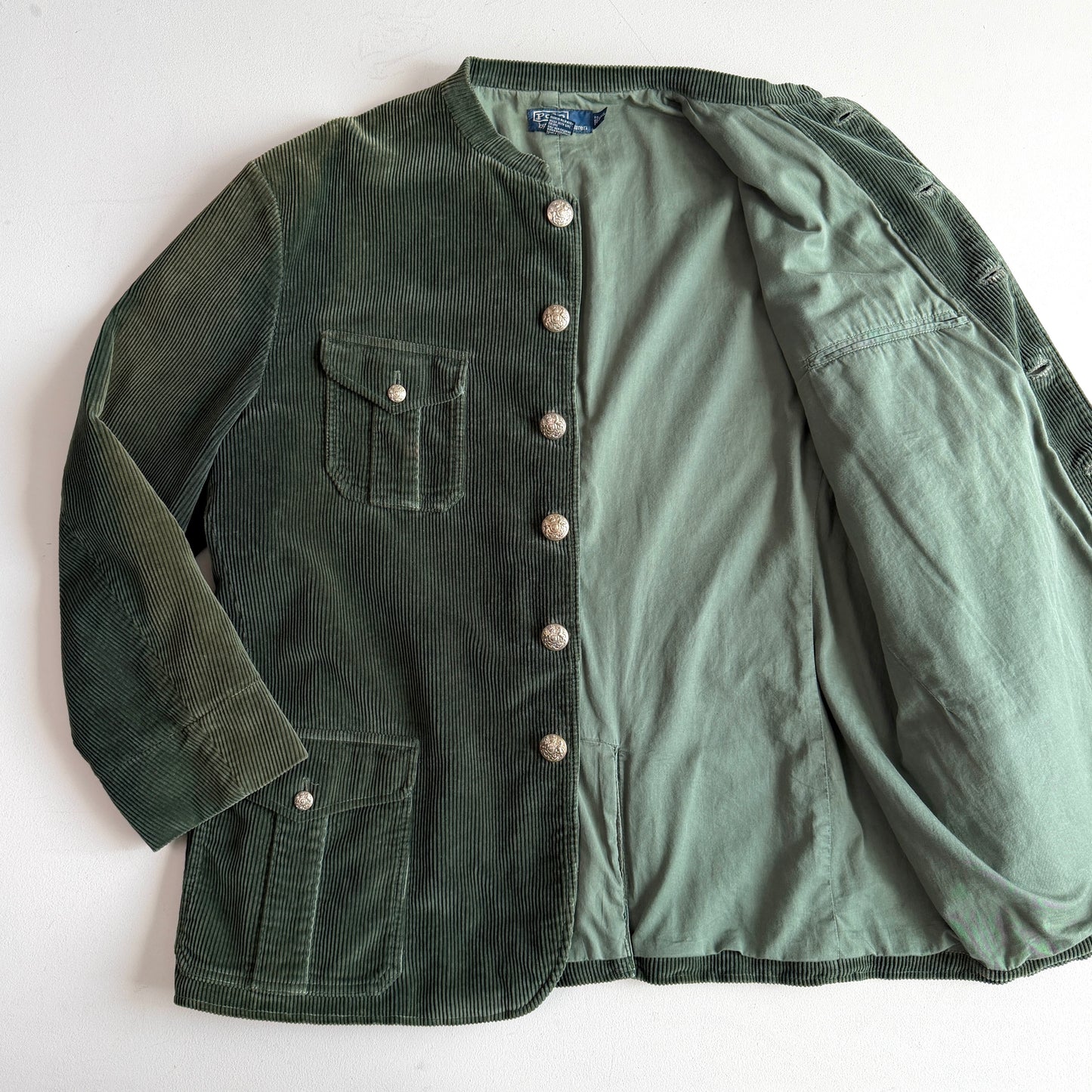VNTG Polo Ralph Lauren (2XL) Loden Green Corduroy Half-Belt Field Jacket