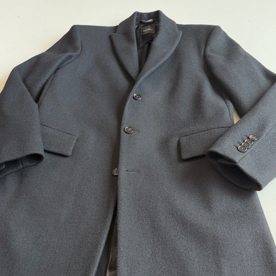 NWT Dolce & Gabbana (50IT / 40R) Black Wool Blend Peak Lapel Topcoat