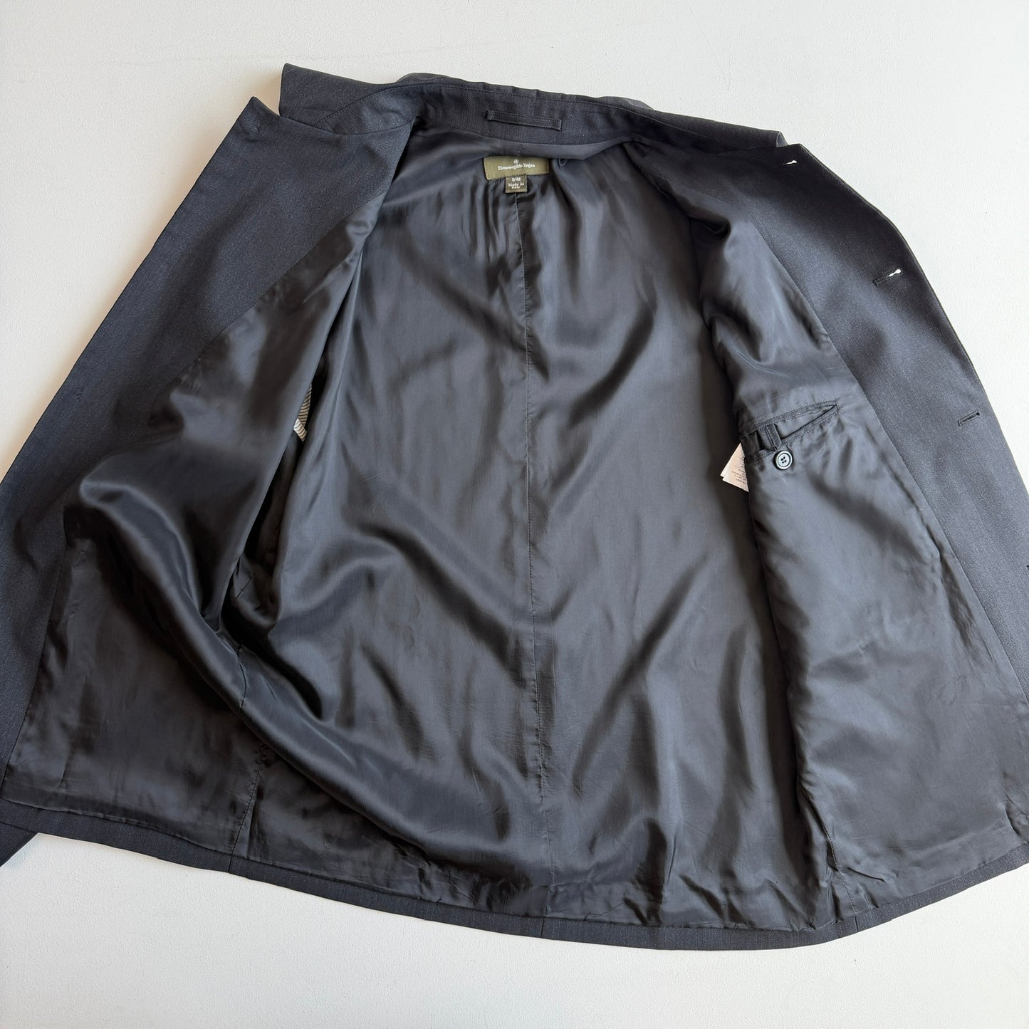 Ermenegildo Zegna (S / 48IT) 100% Wool Herringbone Charcoal Car Coat